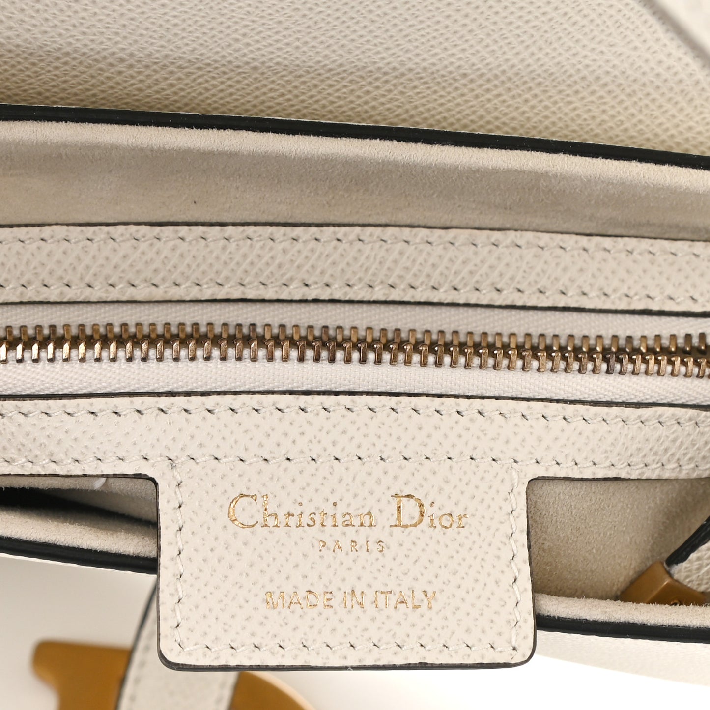 Grained Calfskin Saddle Bag White