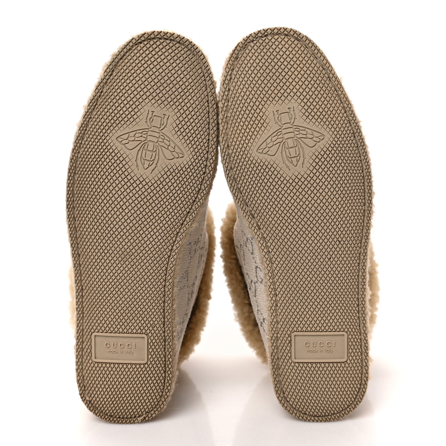 Canvas Wool Lame GG Monogram Womens Fria Horsebit Ankle Boots 38 Gardenia Silver Butterscotch