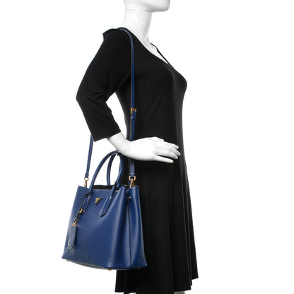 Prada Saffiano Cuir Medium Double Bag Inchiostro 3 of 10