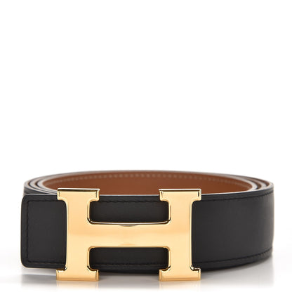 Hermes Swift Epsom 32mm H Belt 100 Black Gold 1 of 6
