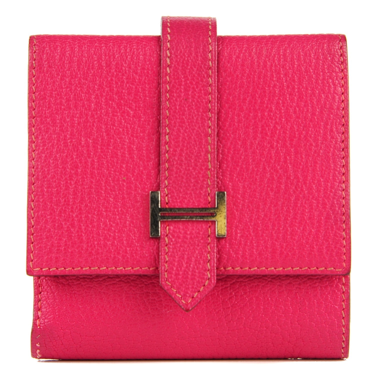 Hermes Chevre Mysore Tri Fold Bearn Wallet Rose Shocking 1 of 7