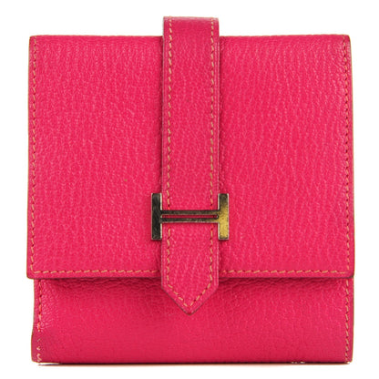 Hermes Chevre Mysore Tri Fold Bearn Wallet Rose Shocking 1 of 7
