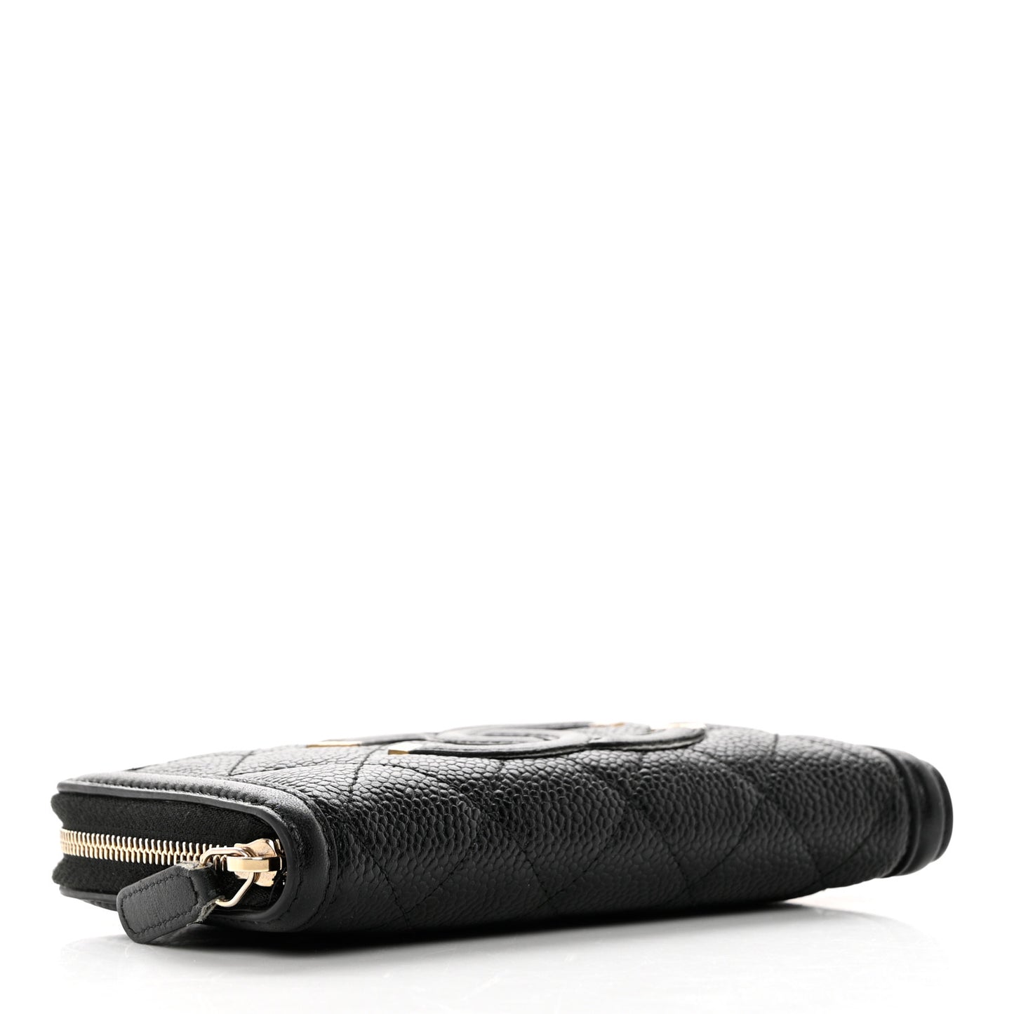 Caviar Quilted Medium Filigree Zip Around Wallet Black