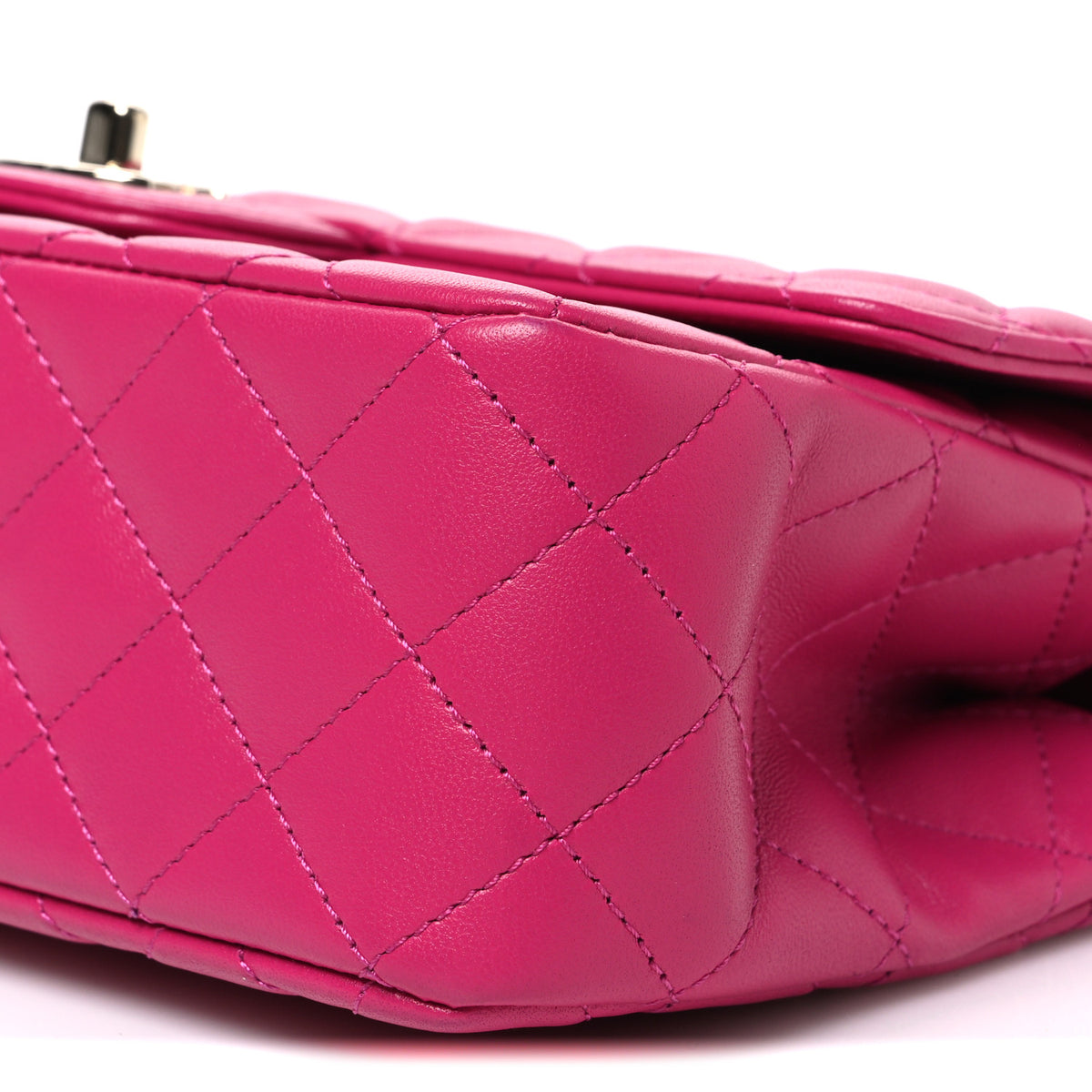 Lambskin Quilted Medium Crystal Top Handle Rectangular Flap Dark Pink
