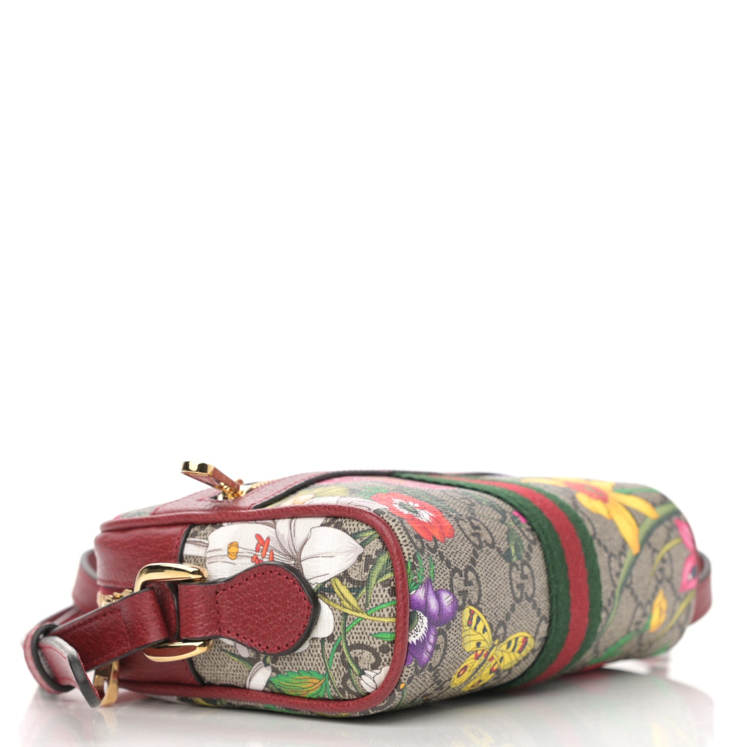 Gucci GG Supreme Monogram Flora Web Mini Ophidia Shoulder Bag Red 4 of 13