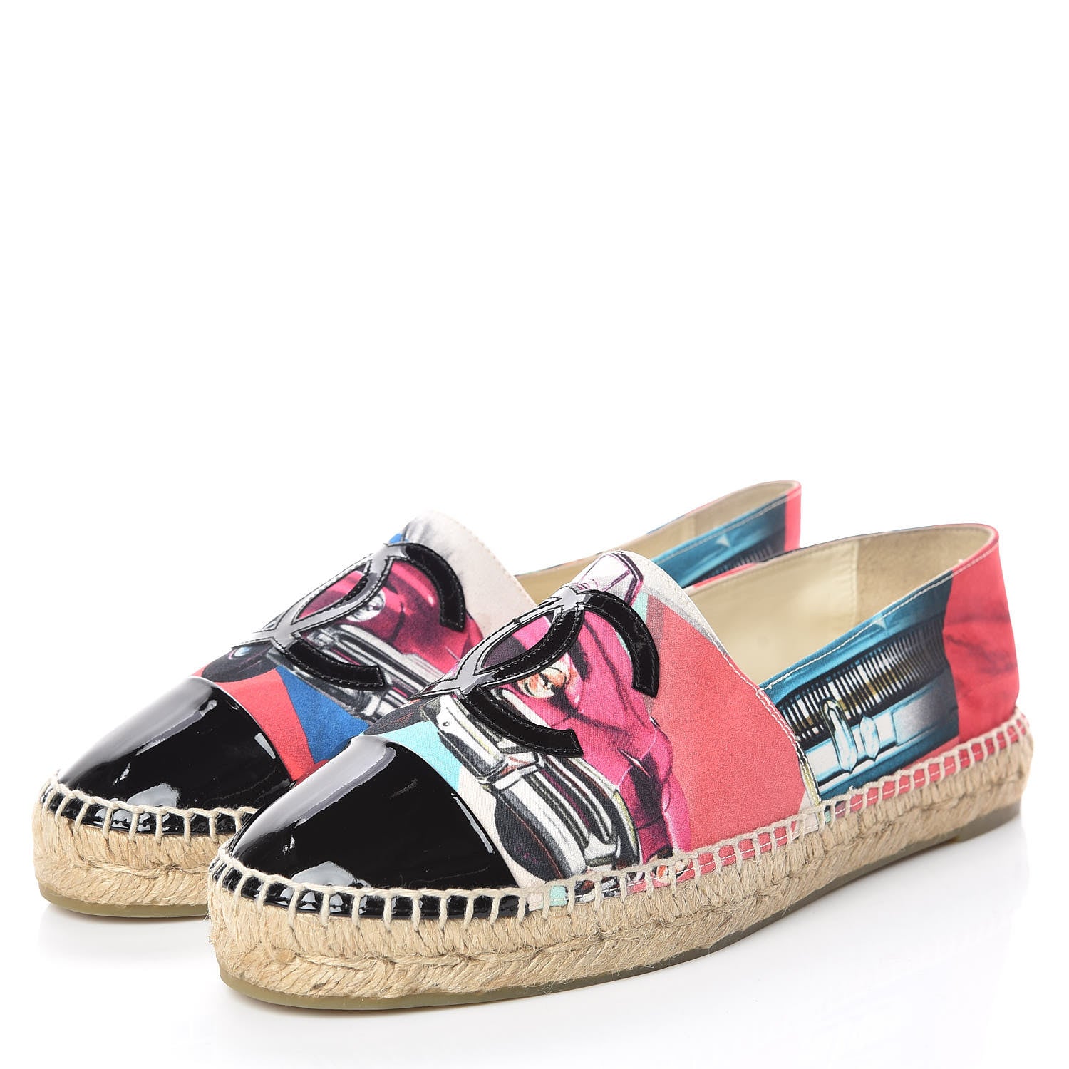 Chanel Patent Fabric CC Espadrilles 39 Multicolor Black 3 of 12