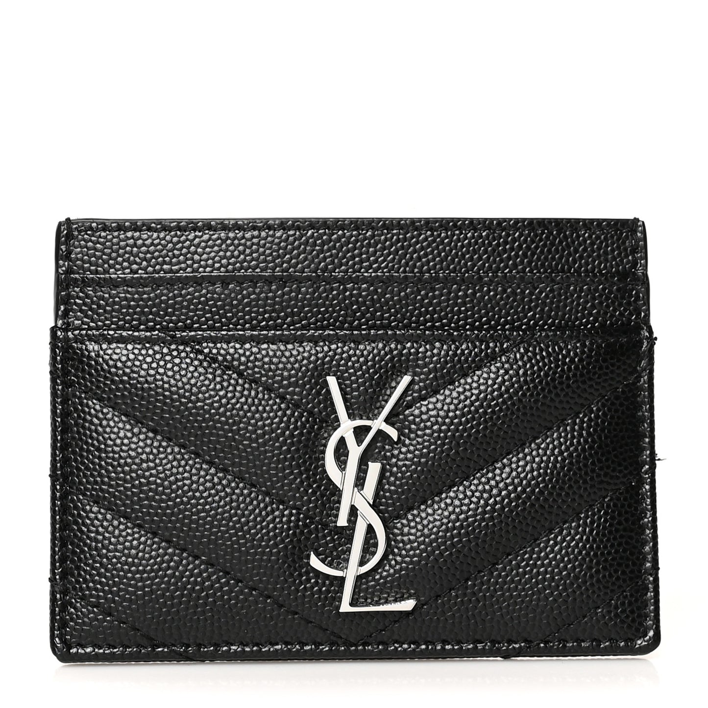 Grain De Poudre Matelasse Chevron Monogram Credit Card Case Black