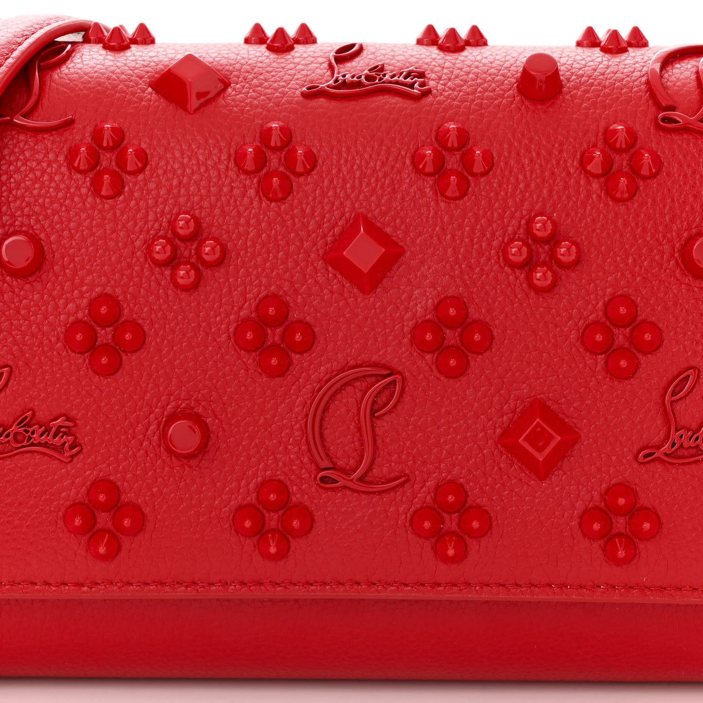 Calfskin Spikes Loubinthesky Paloma Clutch Red