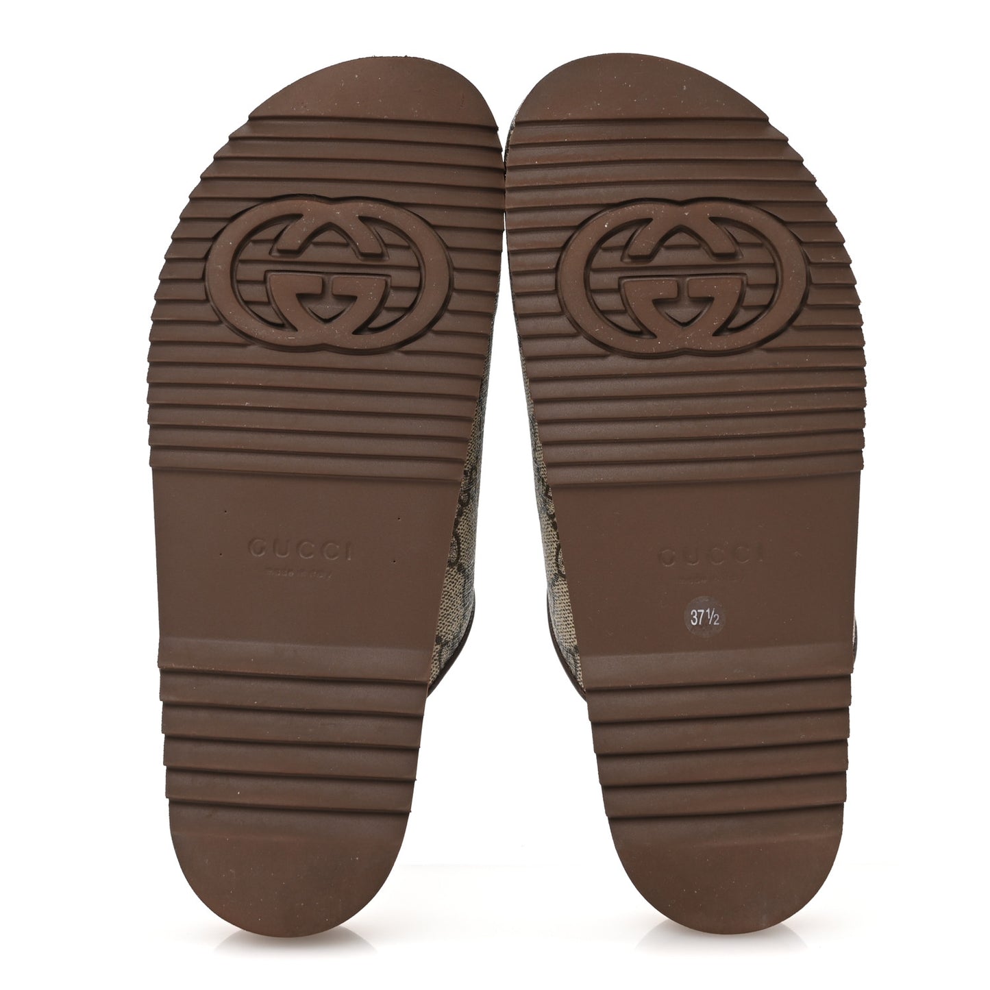 GG Supreme Monogram Miro Soft Calfskin Womens Horsebit Slippers 37.5 Beige Ebony New Acero