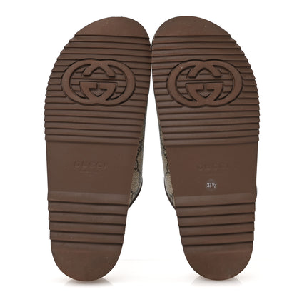 Gucci GG Supreme Monogram Miro Soft Calfskin Womens Horsebit Slippers 37.5 Beige Ebony New Acero 6 of 10