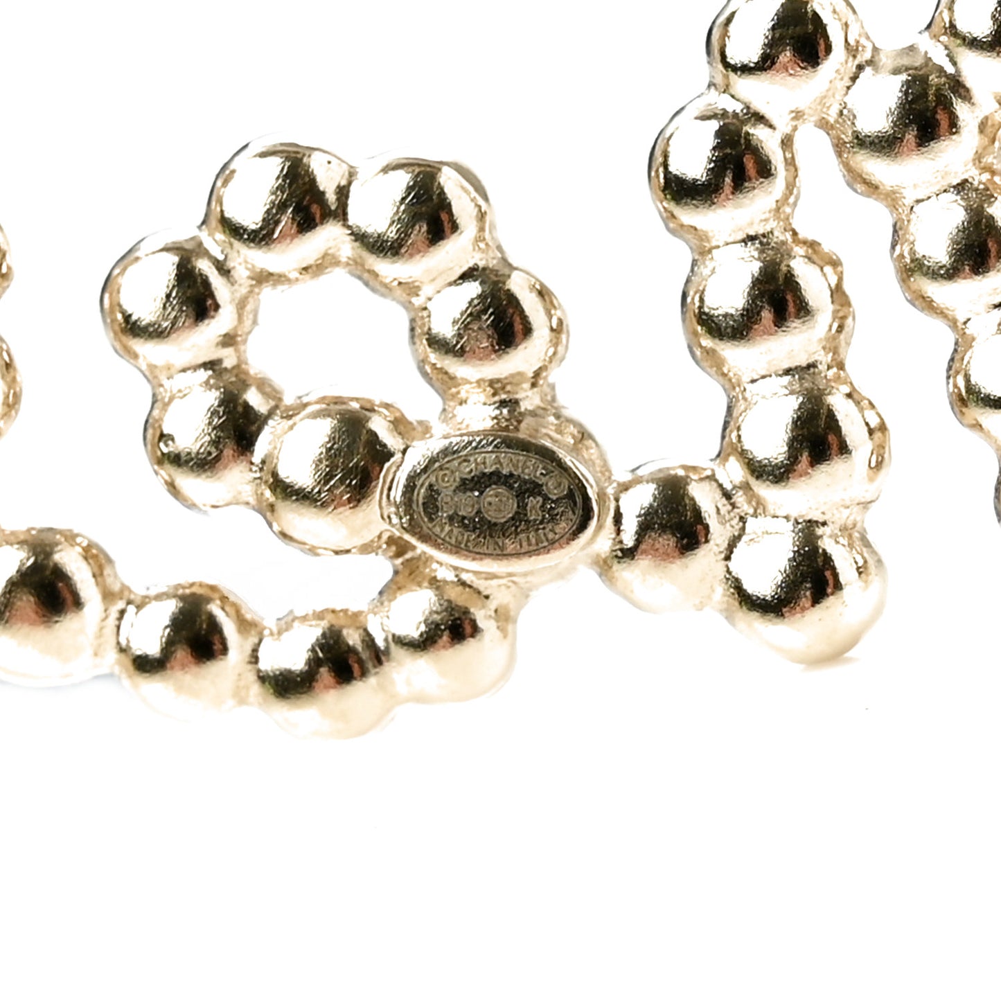 Metal Glass Swirling Pearls Brooch Pin Gold