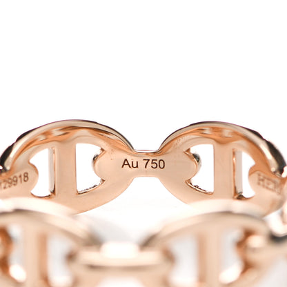 Hermes 18K Rose Gold PM Chaine D'Ancre Enchainee Ring 55 7.25 5 of 7