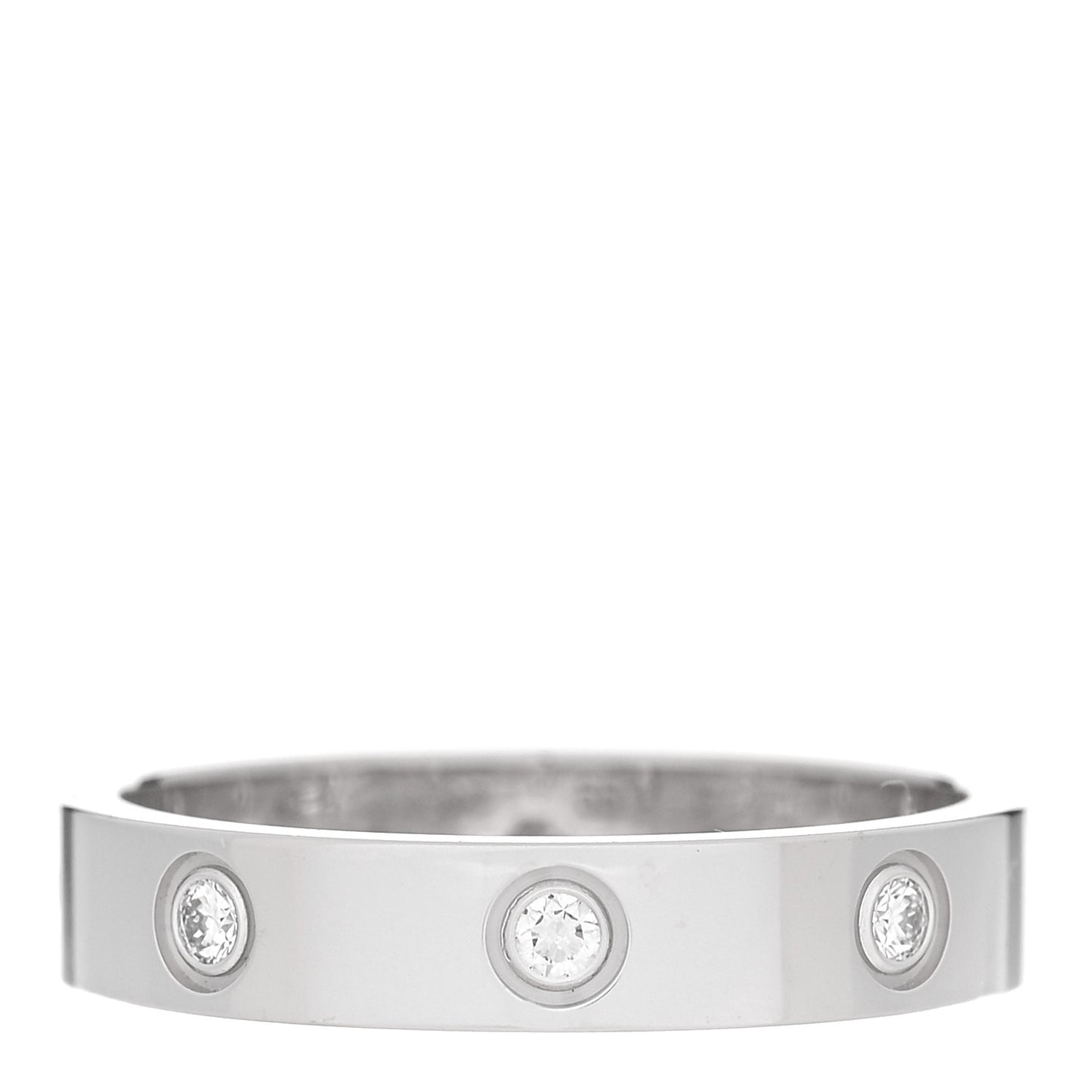 18K White Gold 8 Diamond 4mm Wedding Band LOVE Ring 55 7.25
