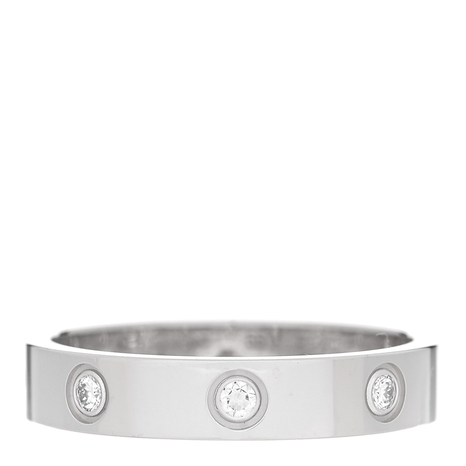 Cartier 18K White Gold 8 Diamond 4mm Wedding Band LOVE Ring 55 7.25 1 of 6