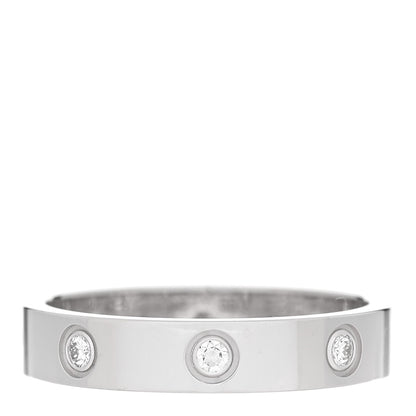 Cartier 18K White Gold 8 Diamond 4mm Wedding Band LOVE Ring 55 7.25 1 of 6