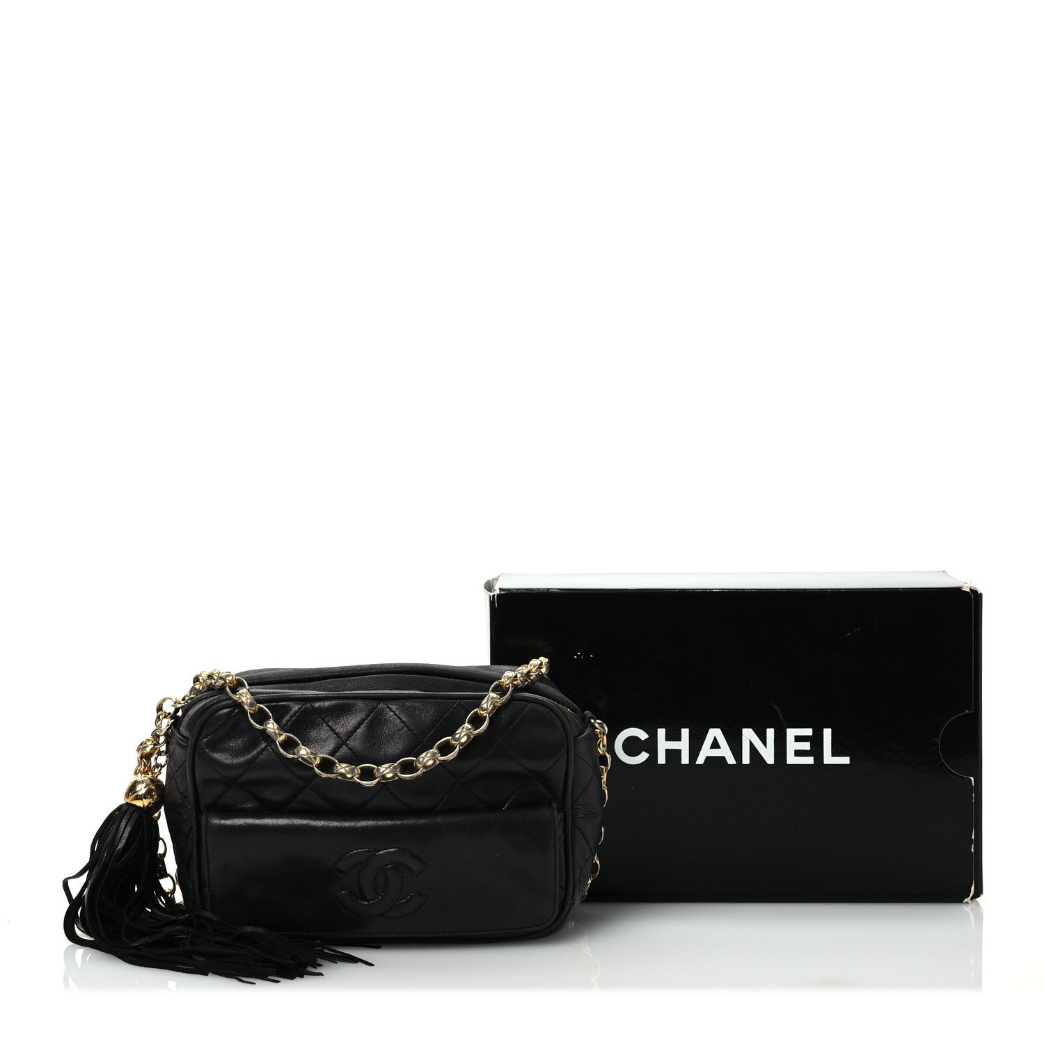 Chanel Lambskin Quilted Tassel Camera Case Black 14 of 14