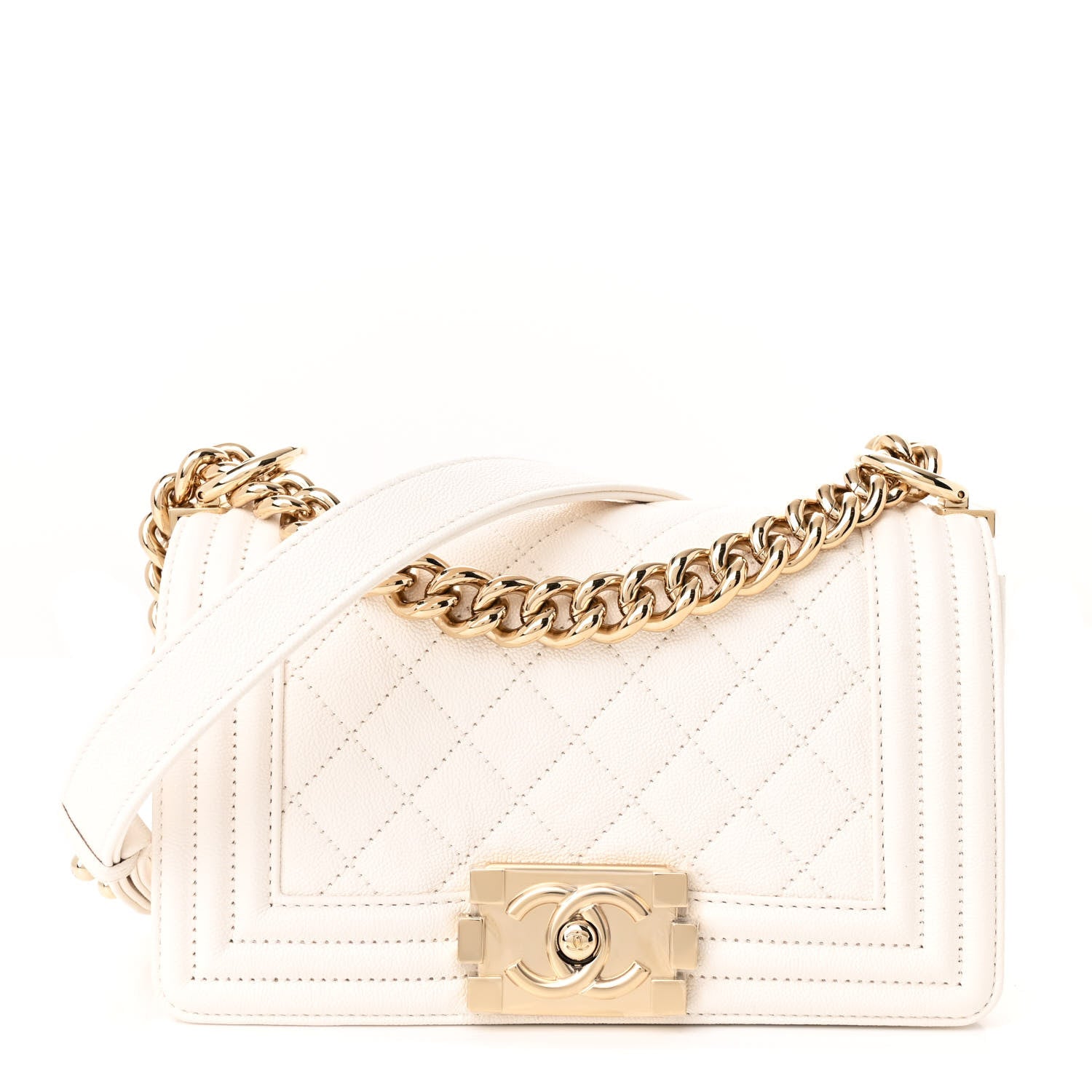 Chanel Caviar Quilted Small Boy Flap White 1 of 11
