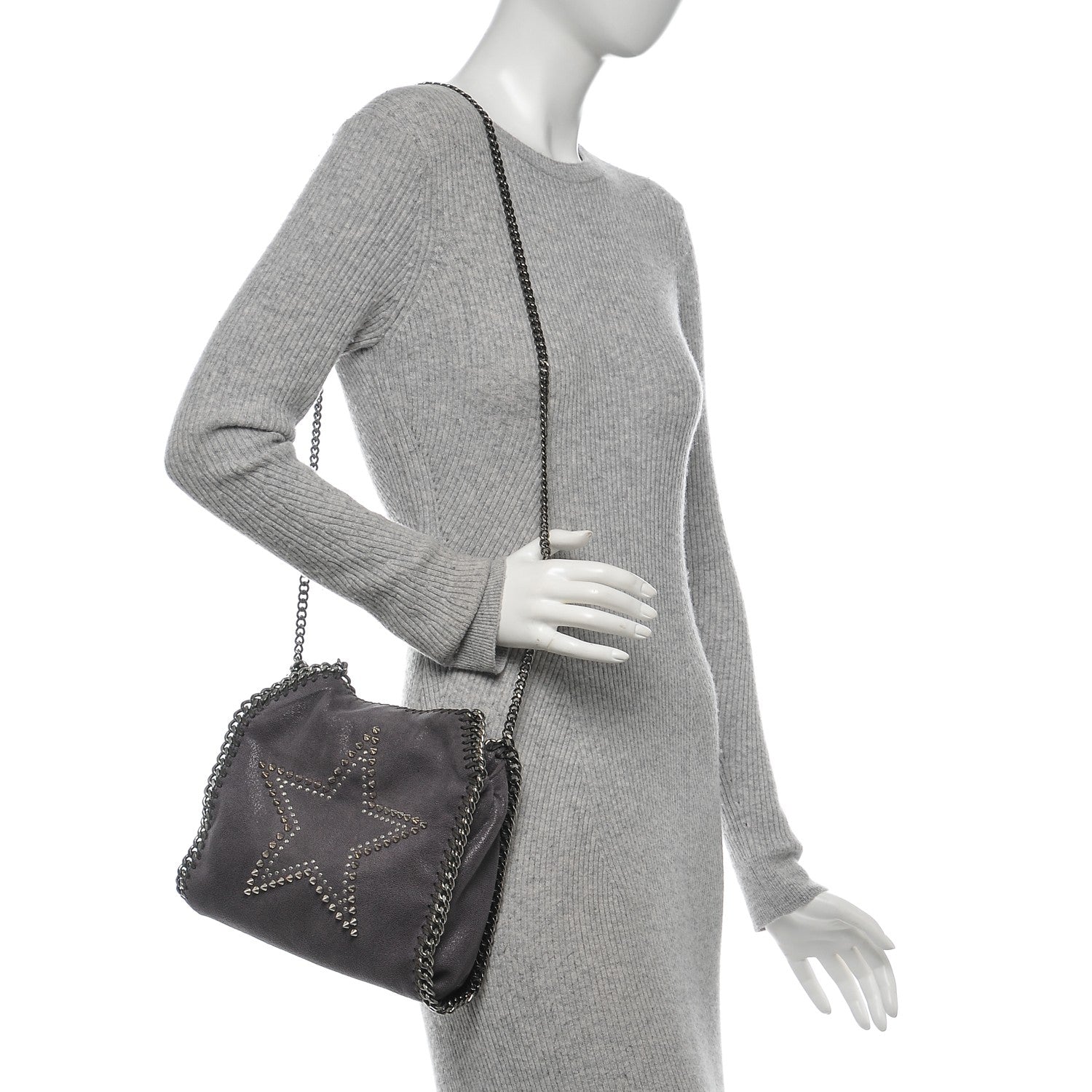 Stella McCartney Shaggy Deer Studded Mini Star Falabella Tote Grey 2 of 6