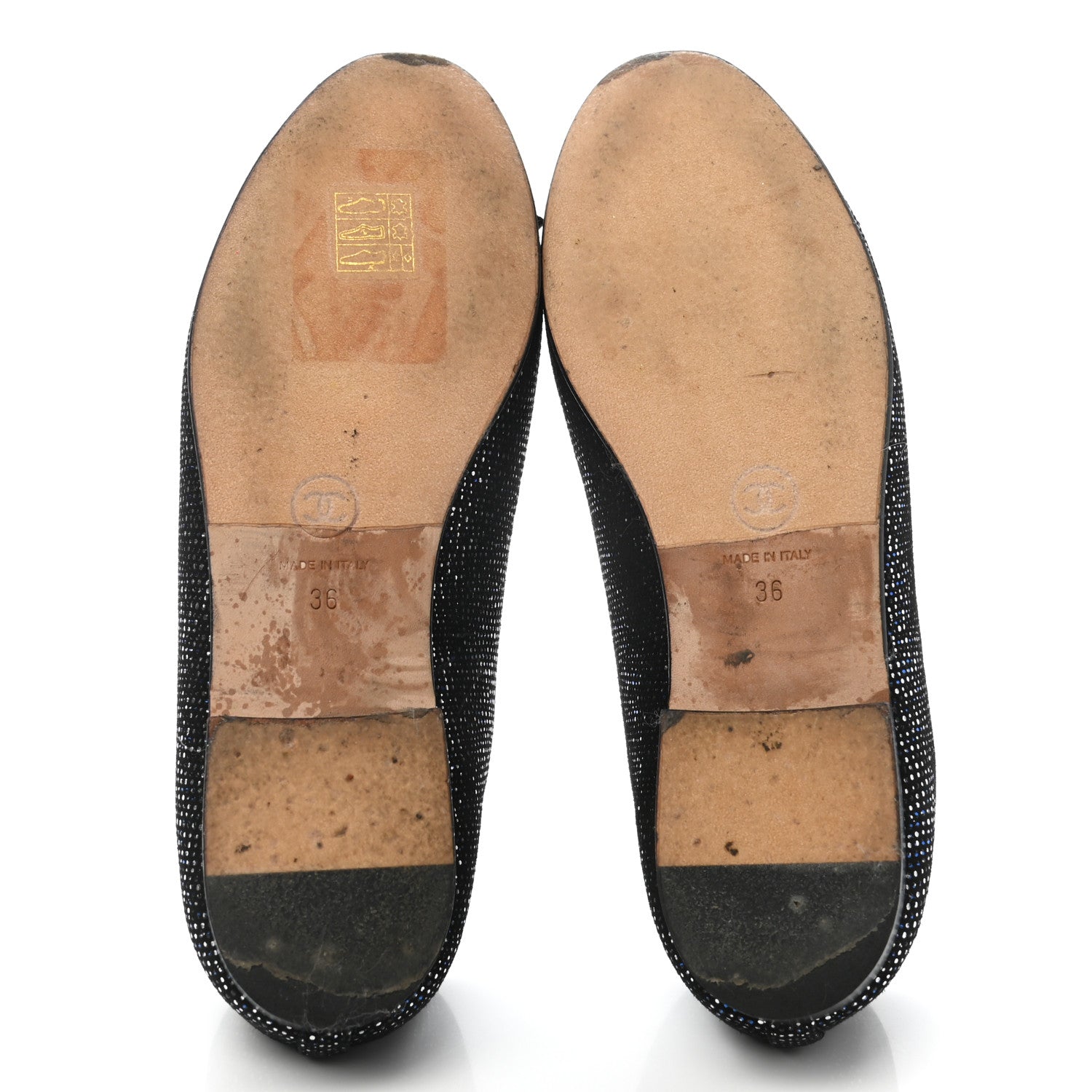 Chanel Fantasy Goatskin Patent Calfskin CC Cap Toe Ballerina Flats 36 Black Blue 5 of 8