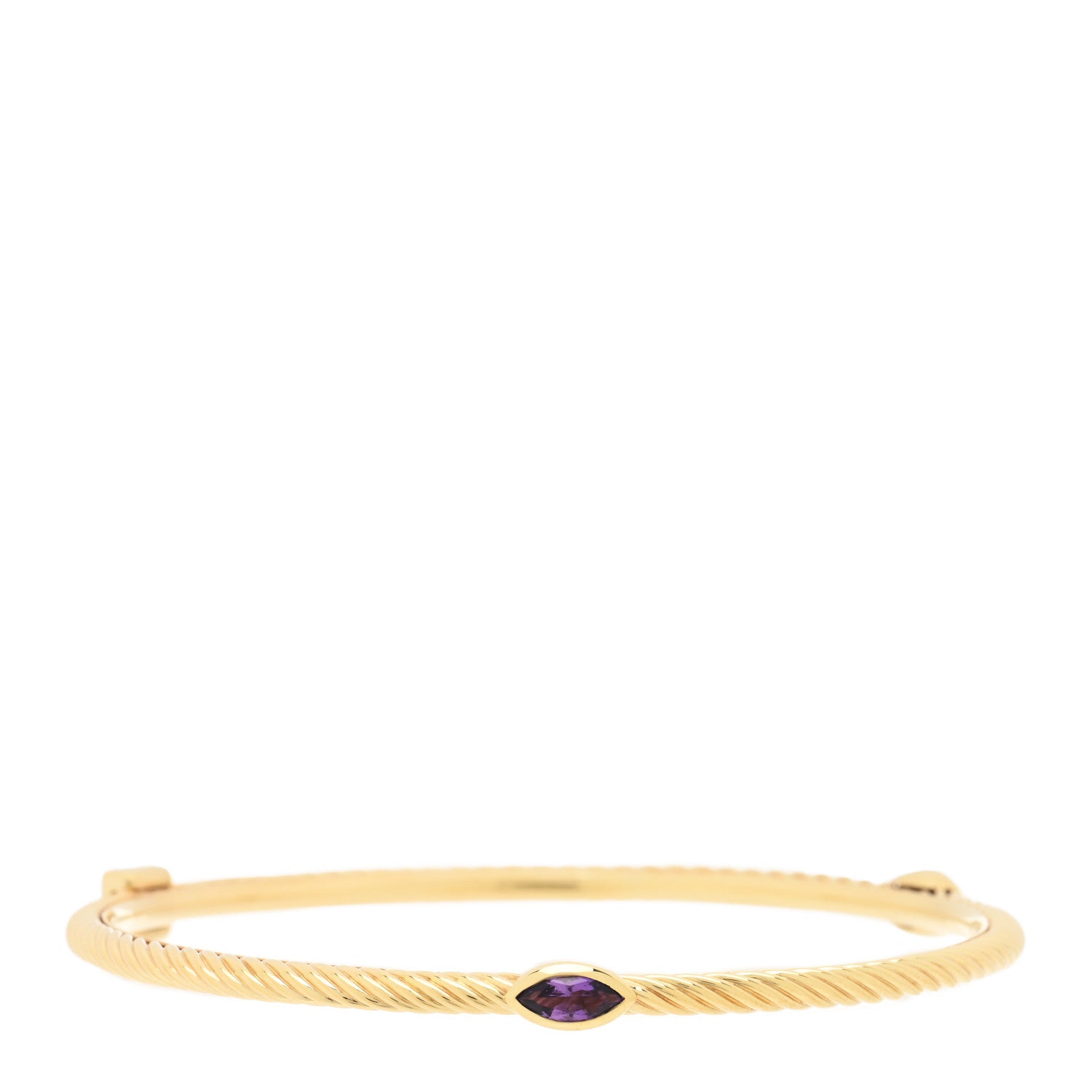David Yurman 18K Yellow Gold Amethyst Cable Classics Bangle Bracelet 2 of 3