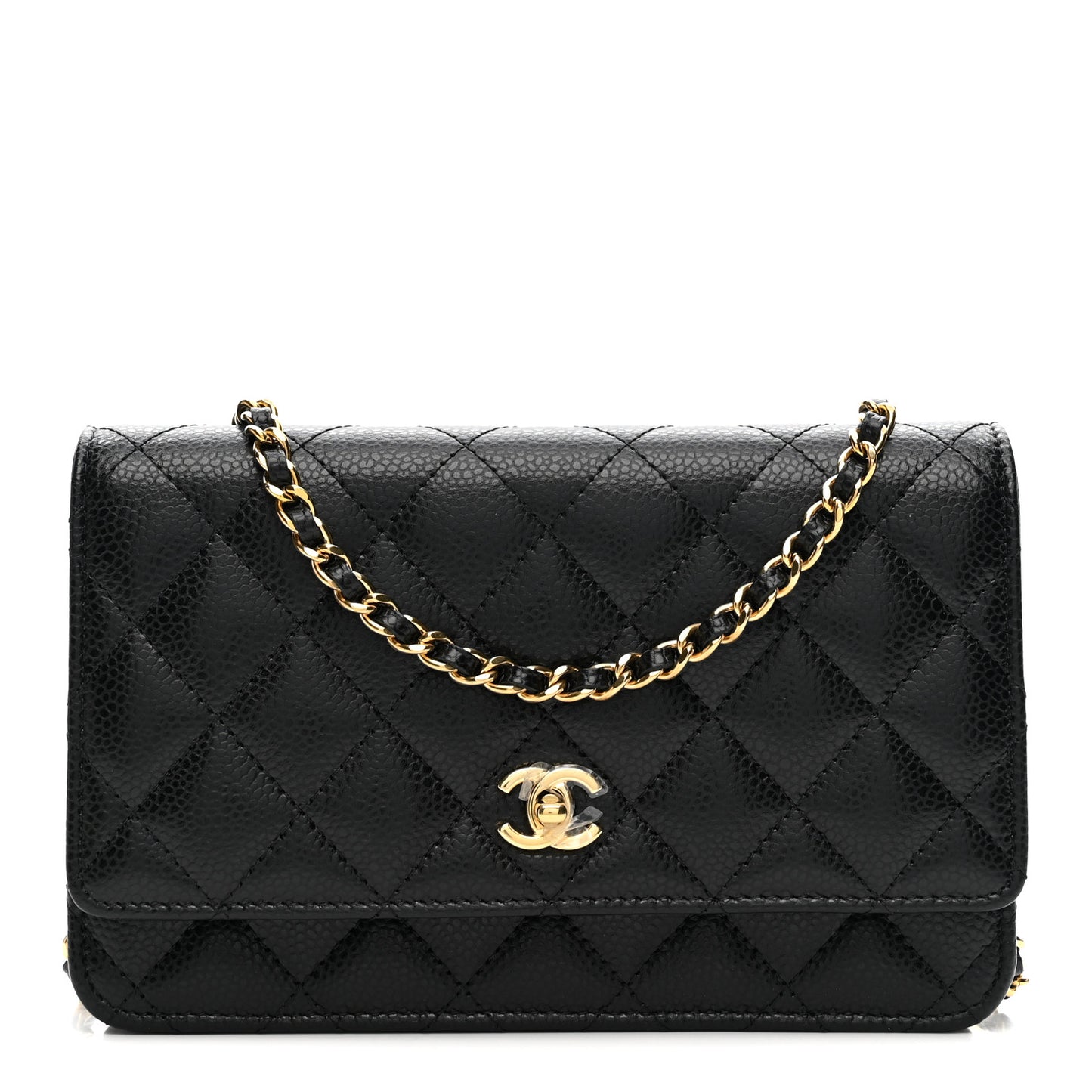Caviar Quilted CC Turnlock Wallet On Chain WOC Black