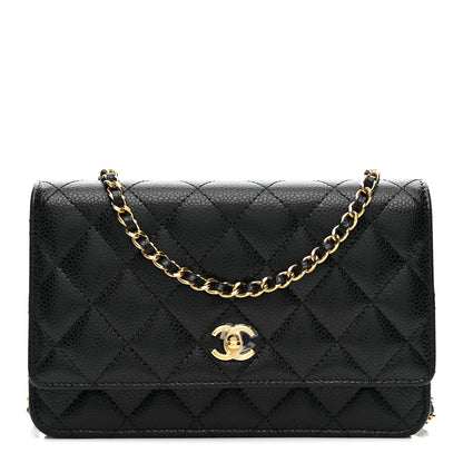 Chanel Caviar Quilted CC Turnlock Wallet On Chain WOC Black 1 of 12