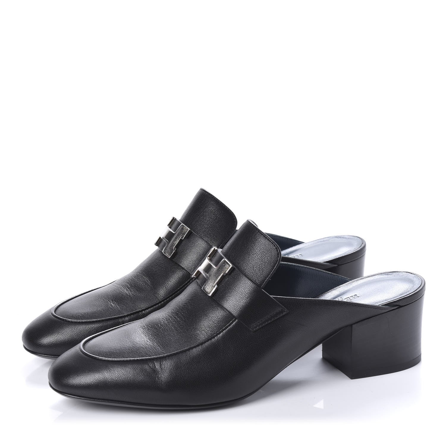 Hermes Goatskin Paradis Mules 37.5 Black 3 of 10
