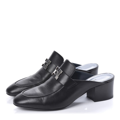 Hermes Goatskin Paradis Mules 37.5 Black 3 of 10