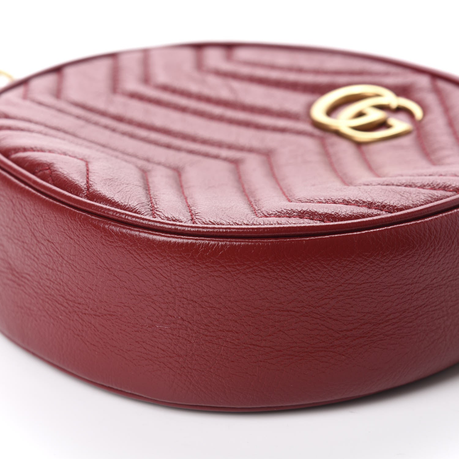 Gucci Glazed Calfskin Matelasse Heart Mini GG Marmont Round Shoulder Bag Romantic Cerise 7 of 10
