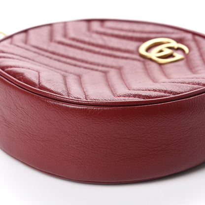 Gucci Glazed Calfskin Matelasse Heart Mini GG Marmont Round Shoulder Bag Romantic Cerise 7 of 10