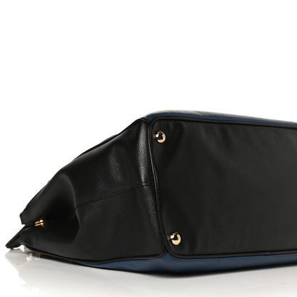 Prada Saffiano Lux Bi-Color Medium Galleria Double Zip Tote Bluette Black 9 of 15