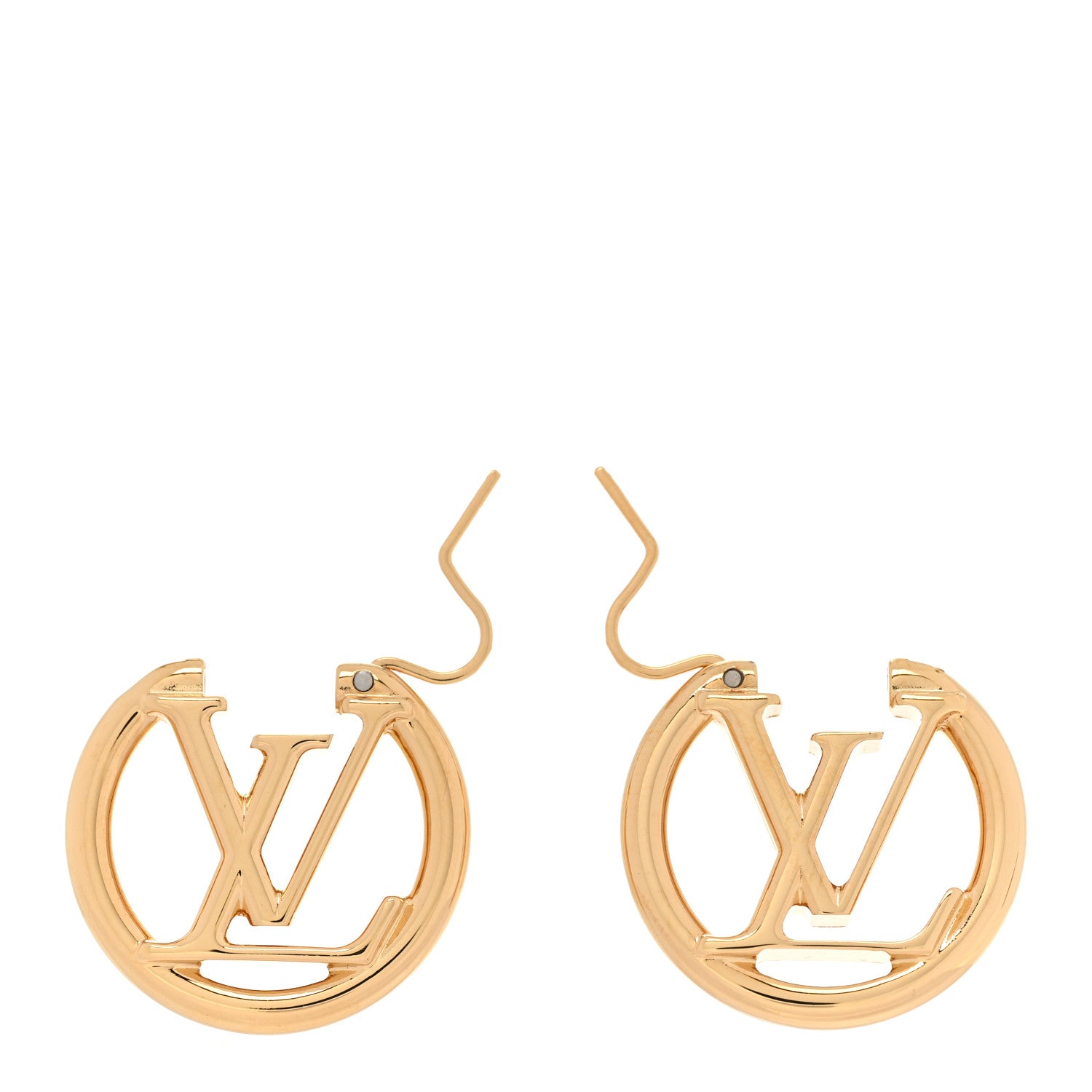 Louis Vuitton Metal Small Louise Hoop Earrings Gold 3 of 5