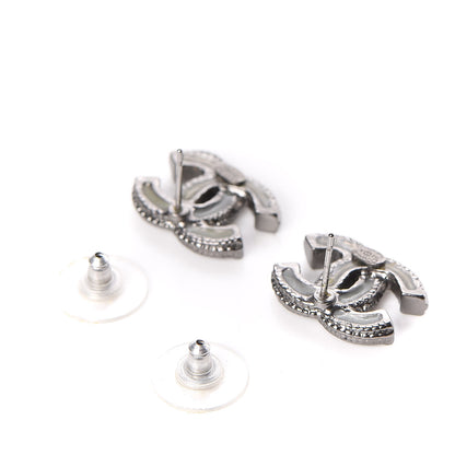 Chanel Enamel CC Earrings Grey Silver 3 of 5