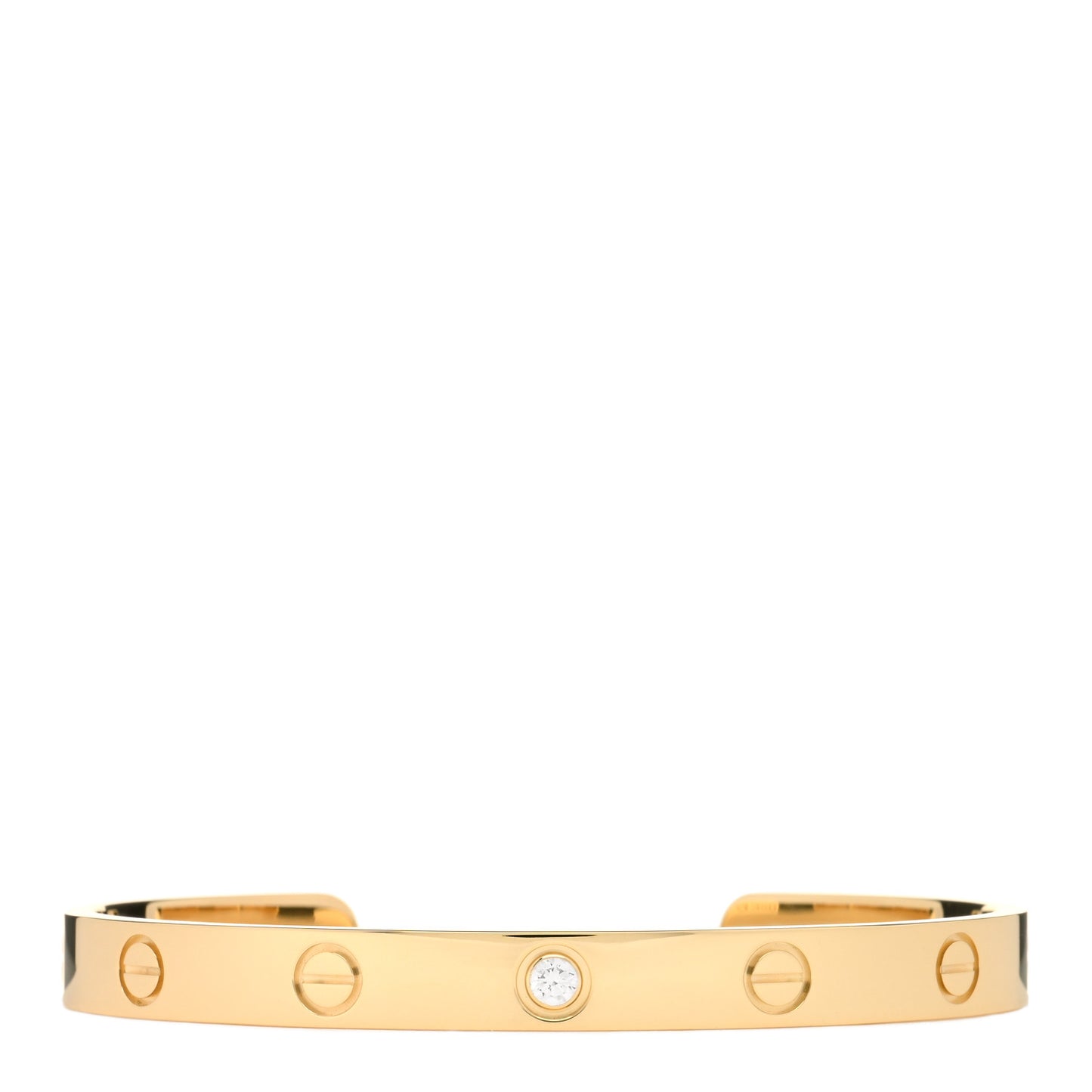 18K Yellow Gold 1 Diamond LOVE Cuff Bracelet 17