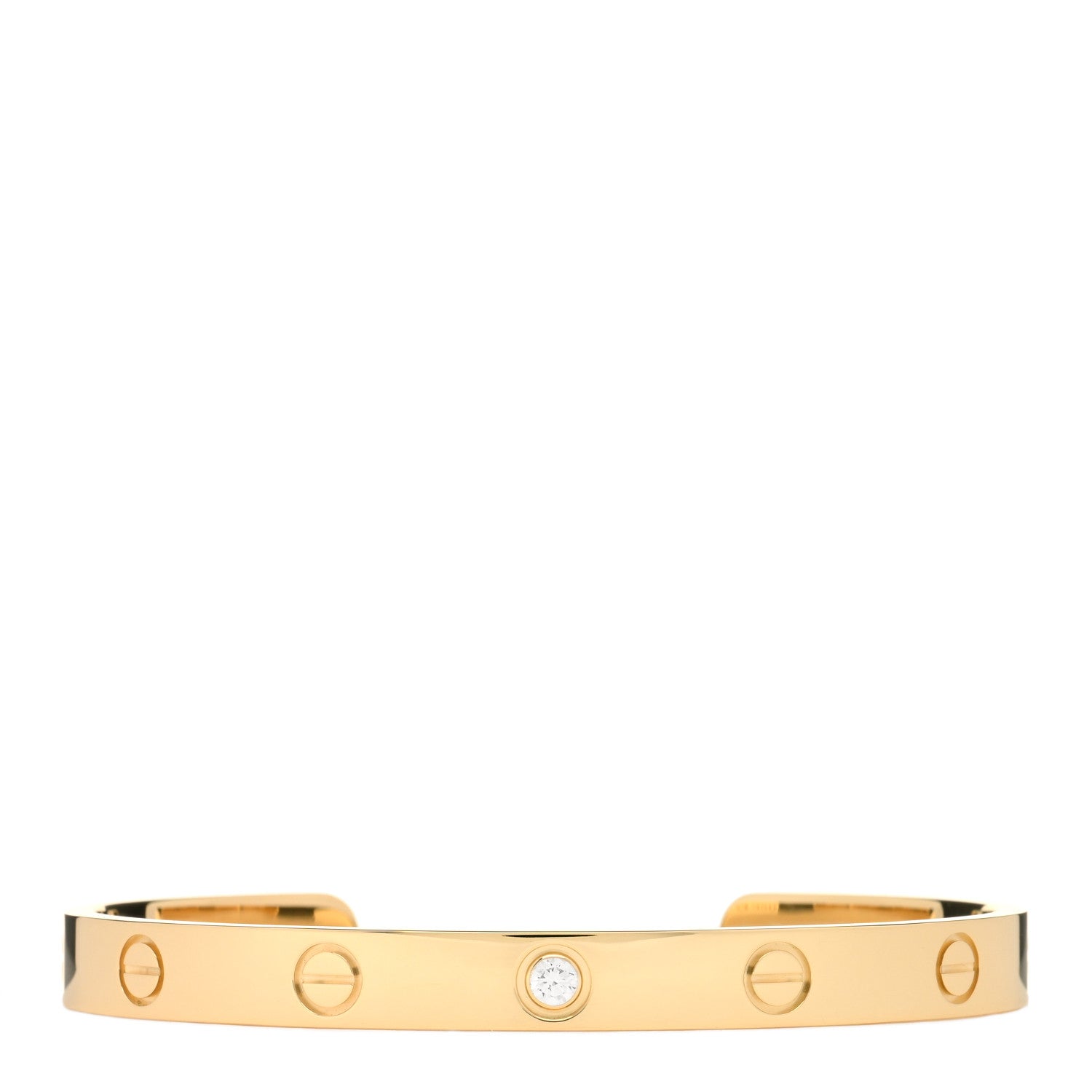Cartier 18K Yellow Gold 1 Diamond LOVE Cuff Bracelet 17 1 of 3