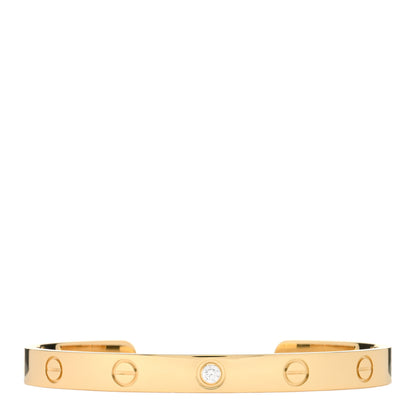 Cartier 18K Yellow Gold 1 Diamond LOVE Cuff Bracelet 17 1 of 3