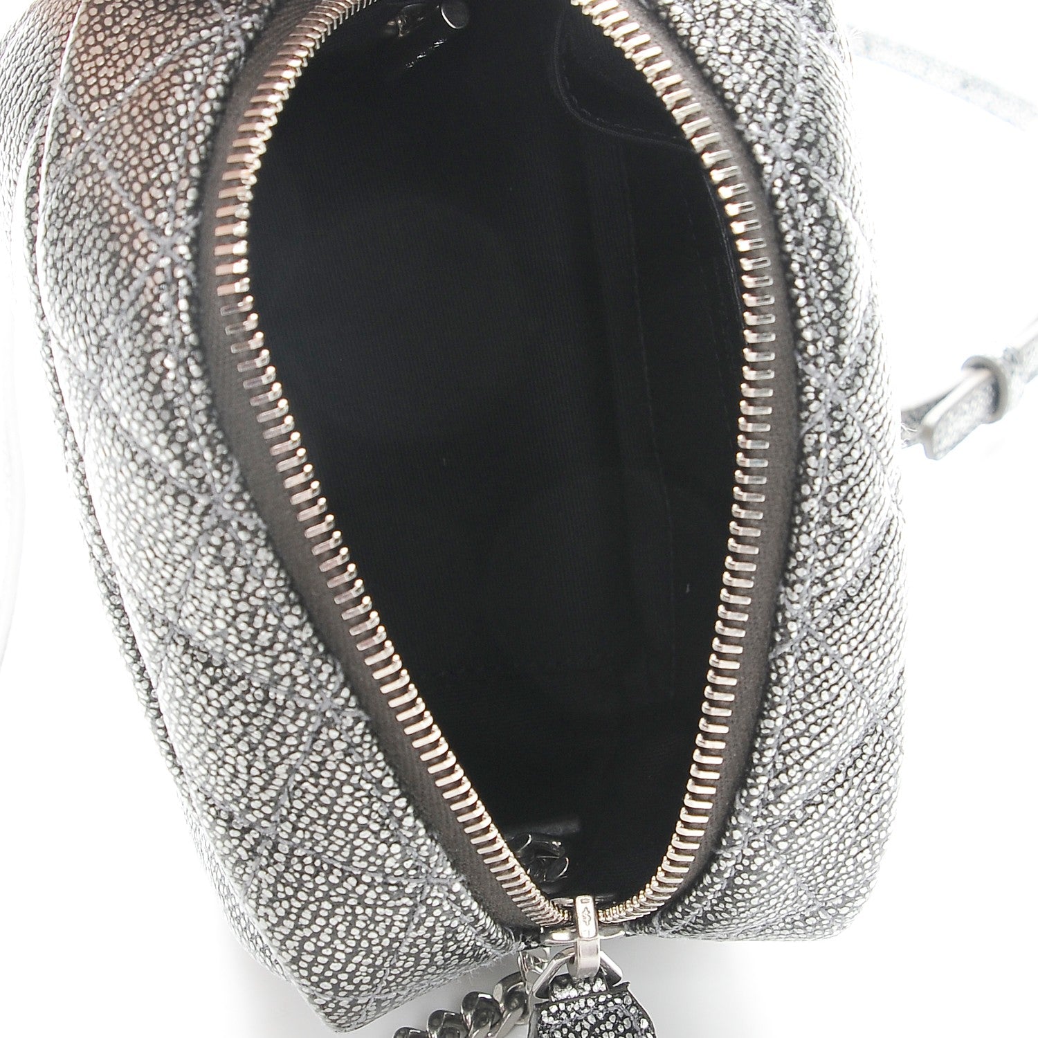 Saint Laurent Metallic Grain De Poudre Y Quilted Monogram Mini Loulou Camera Bag Gun Metal 5 of 7