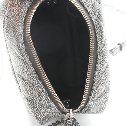 Saint Laurent Metallic Grain De Poudre Y Quilted Monogram Mini Loulou Camera Bag Gun Metal 5 of 7