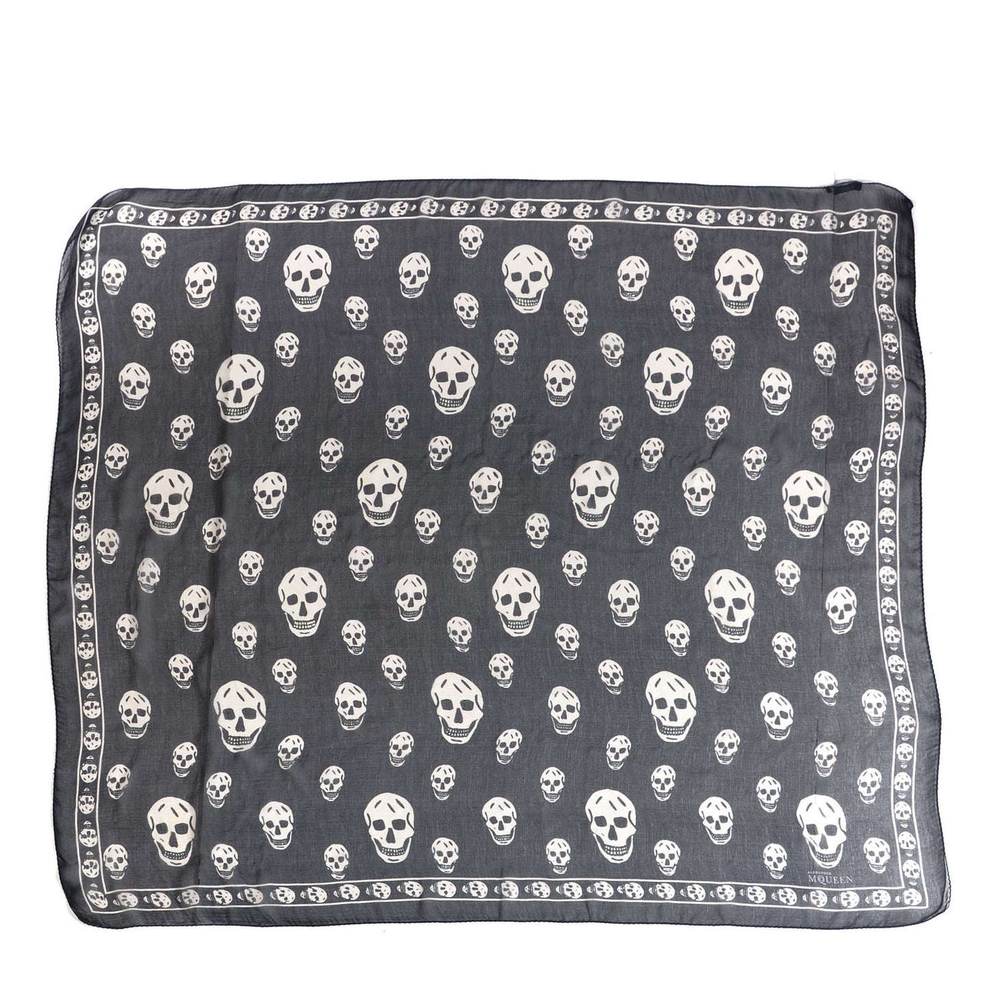 Silk Chiffon Skull Scarf Black Ivory