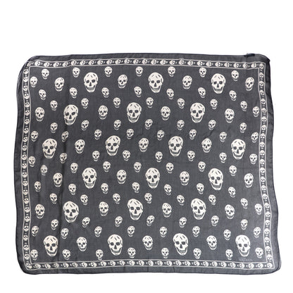Alexander McQueen Silk Chiffon Skull Scarf Black Ivory 1 of 4