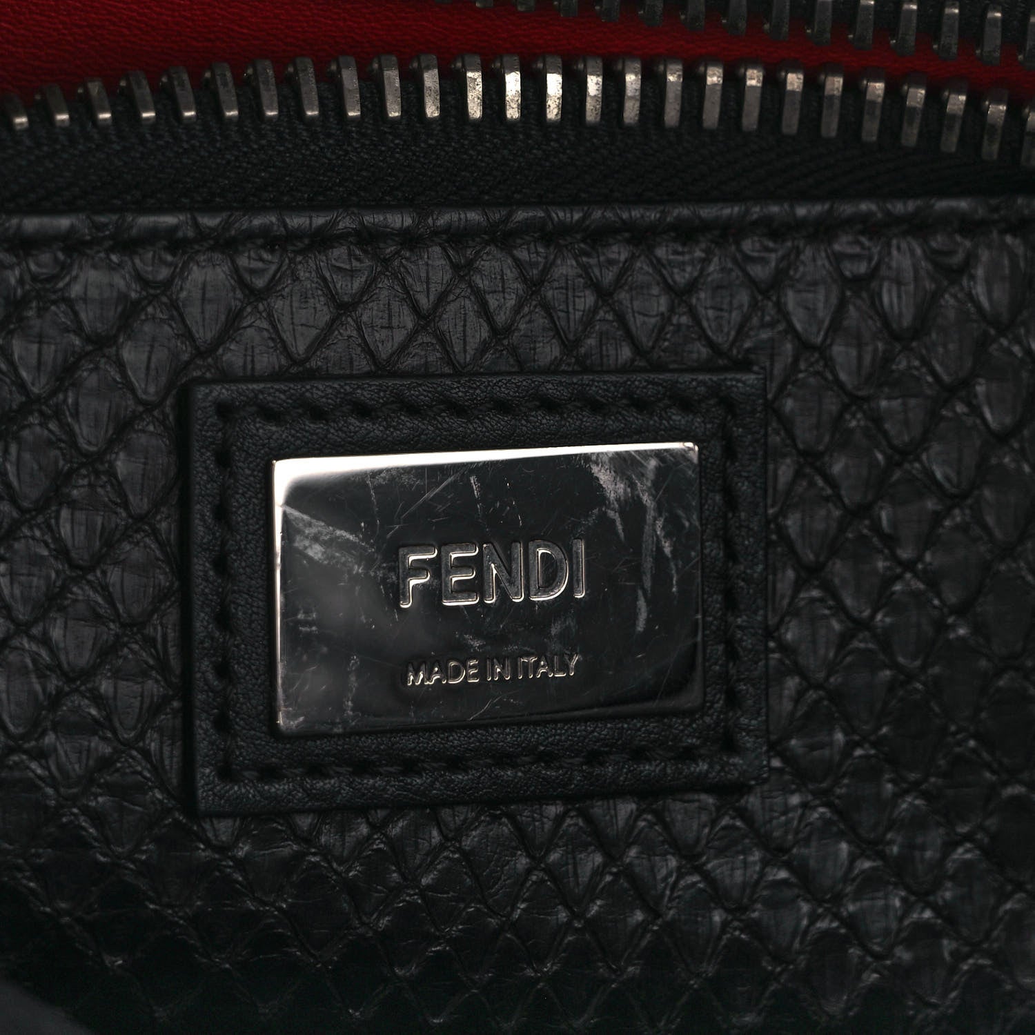 Fendi Vitello Seta Snakeskin Crocodile Monster Eyes Medium Peekaboo Iconic Satchel Black Girasole 7 of 11