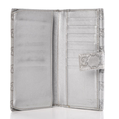 Gucci Guccissima New Britt Continental Snap Wallet Silver 5 of 9
