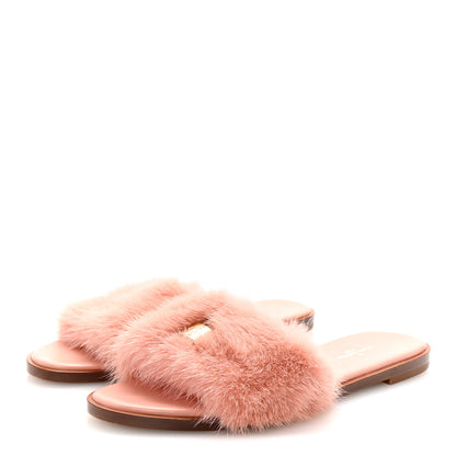 Louis Vuitton Mink Fur Lock It Flat Mule 37 Rose 4 of 10