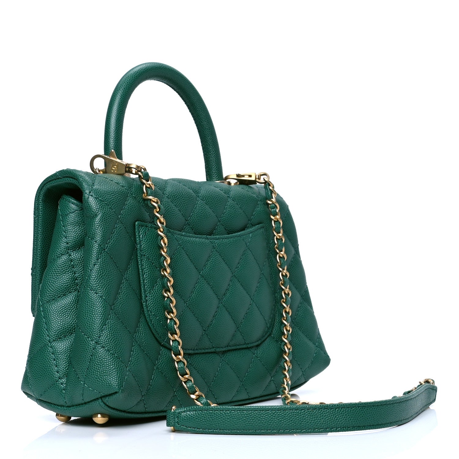 Chanel Caviar Quilted Mini Coco Handle Flap Green 2 of 5