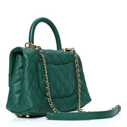 Chanel Caviar Quilted Mini Coco Handle Flap Green 2 of 5