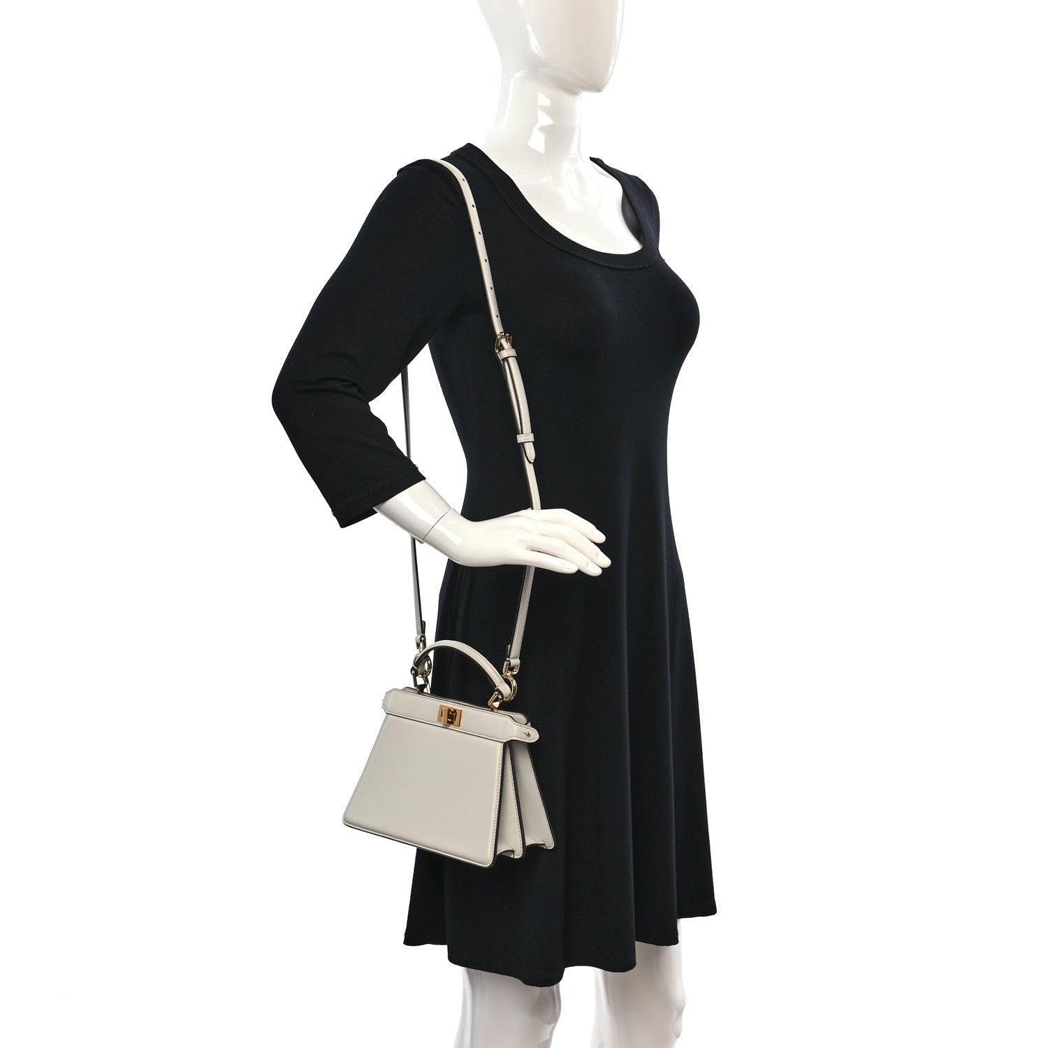 Fendi Shiny Nappa Petite Peekaboo I SEE U Satchel White 2 of 13