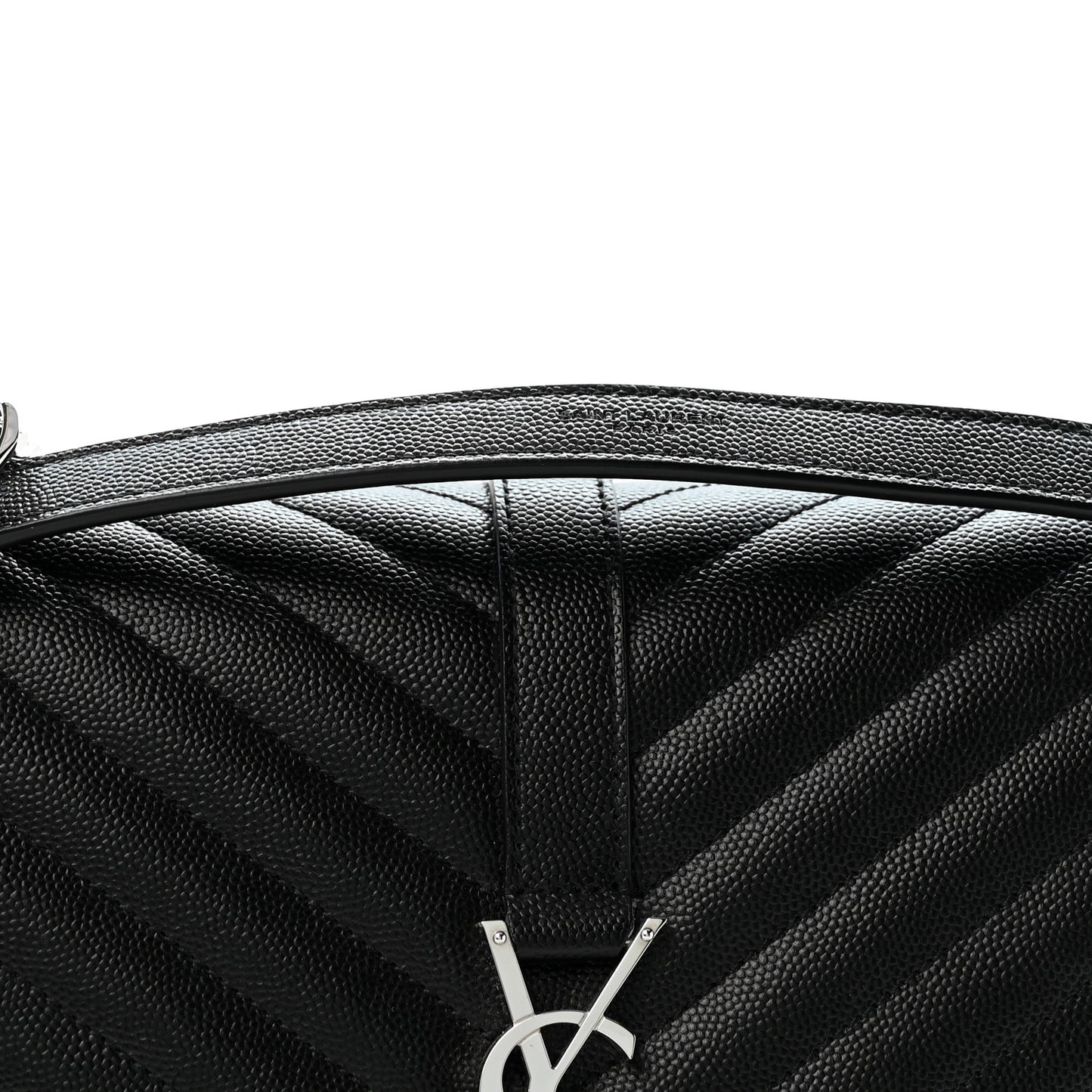 Grain De Poudre Textured Mixed Matelasse Large Triquilt Monogram Satchel Black