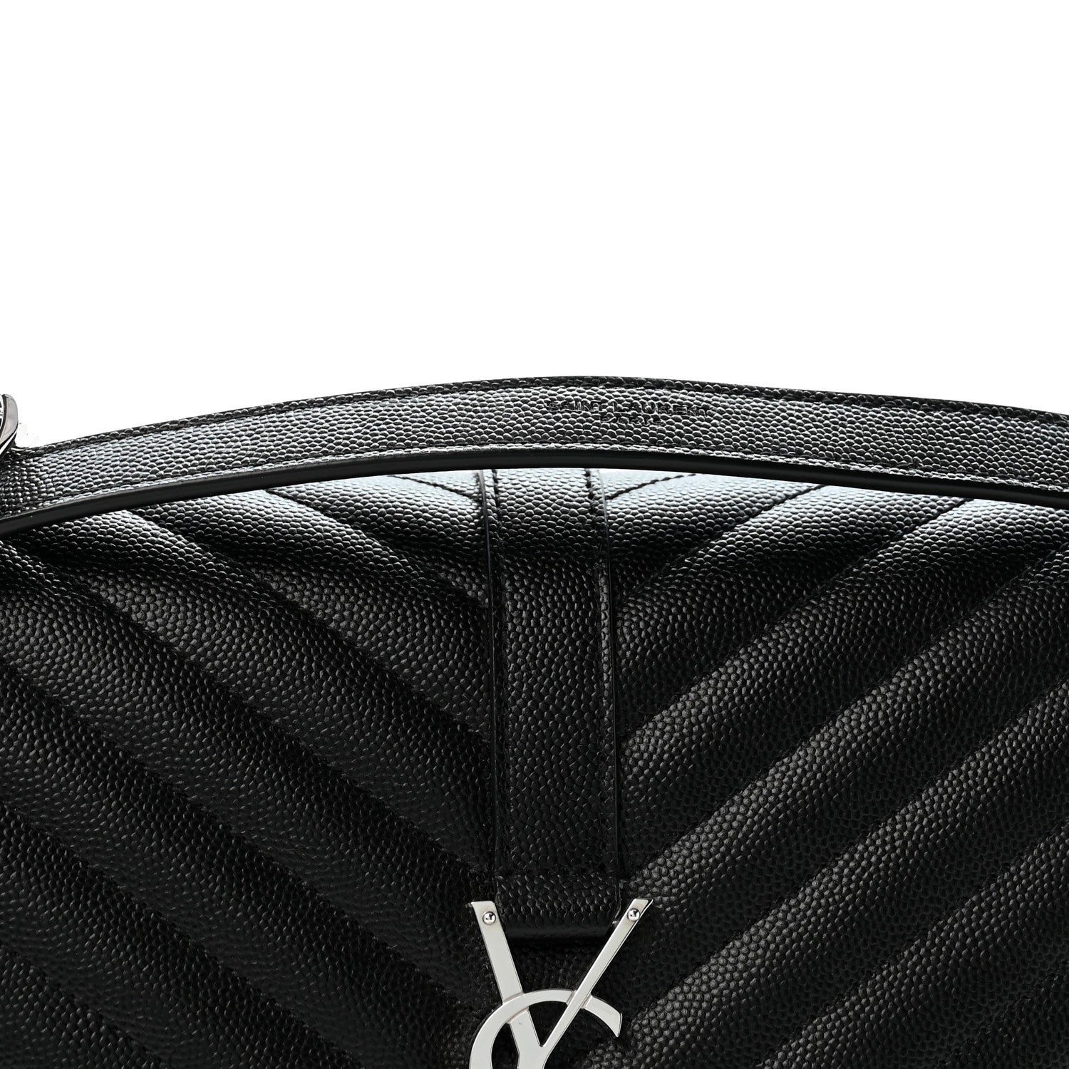 Saint Laurent Grain De Poudre Textured Mixed Matelasse Large Triquilt Monogram Satchel Black 8 of 11
