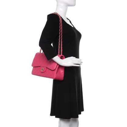 Chanel Lambskin Quilted Jumbo Double Flap Fuchsia 2 of 10