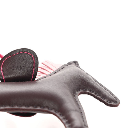 Hermes Milo Lambskin Matte Alligator Touch Grigri Rodeo Horse Bag Charm PM Rouge Sellier Framboise Rose Sakura 4 of 5